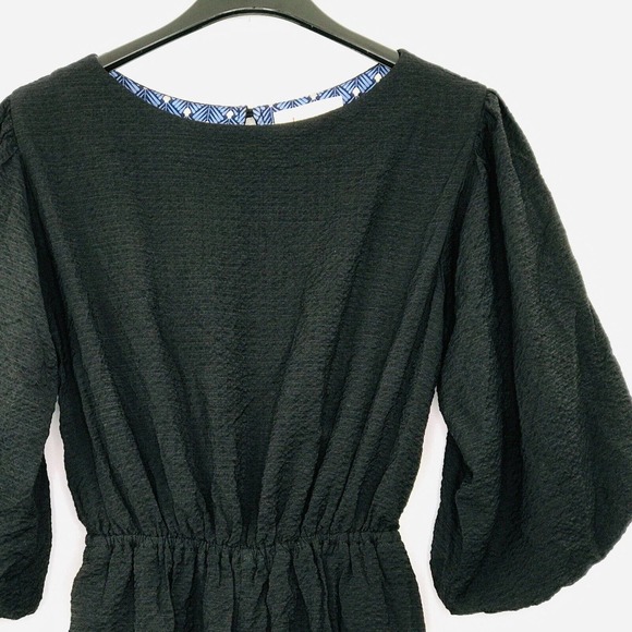 Anthropologie Women's XS Romper Black Solid Blouson Balloon Half Sleeve BU5 - Picture 2 of 7